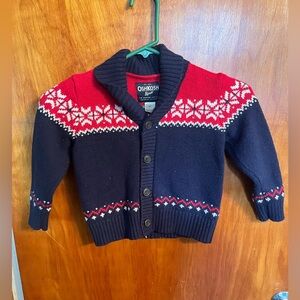 3T OshKosh B'gosh Boy's Red White & Blue Nordic Cardigan Sweater
